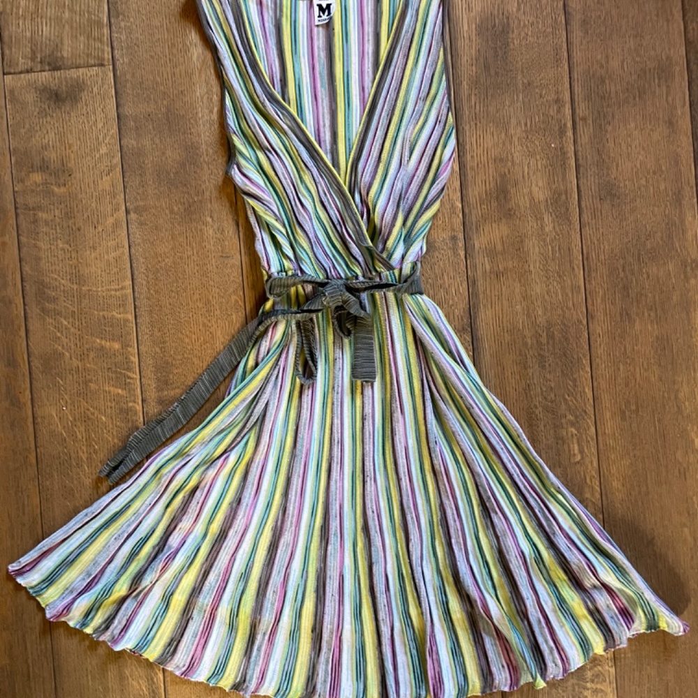 M Missoni stripes dress euro 46 US 10 knit belt - Picture 2 of 9